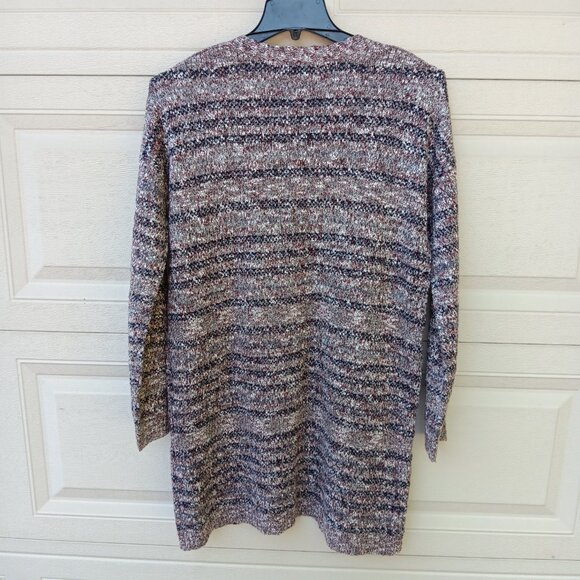 Knox Rose Cardigan Open front sweater womens size large Marled Purple Black Knit - Picture 5 of 5